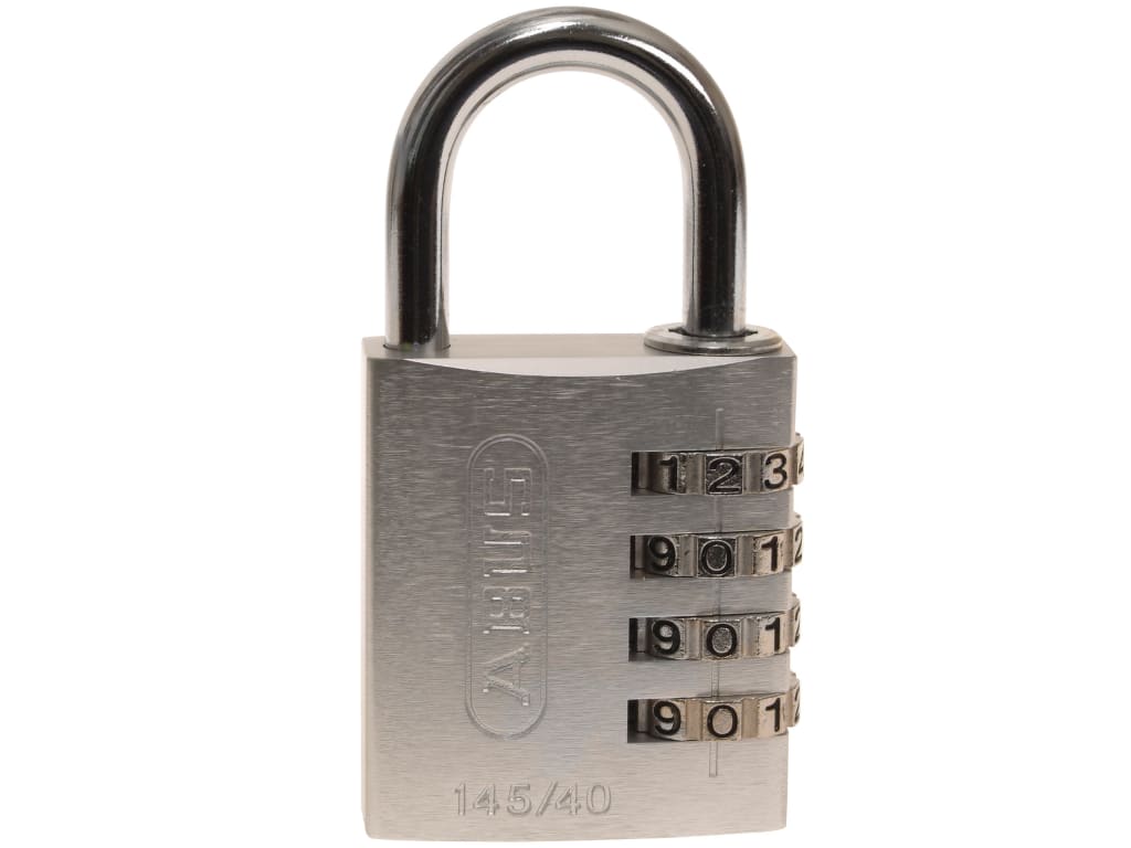 145/40 40mm Aluminium Combination Padlock Silver 49543                          