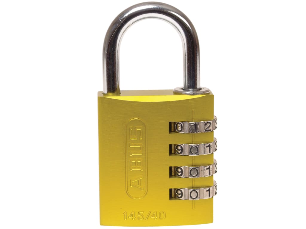 145/40 40mm Aluminium Combination Padlock Yellow 49535                          