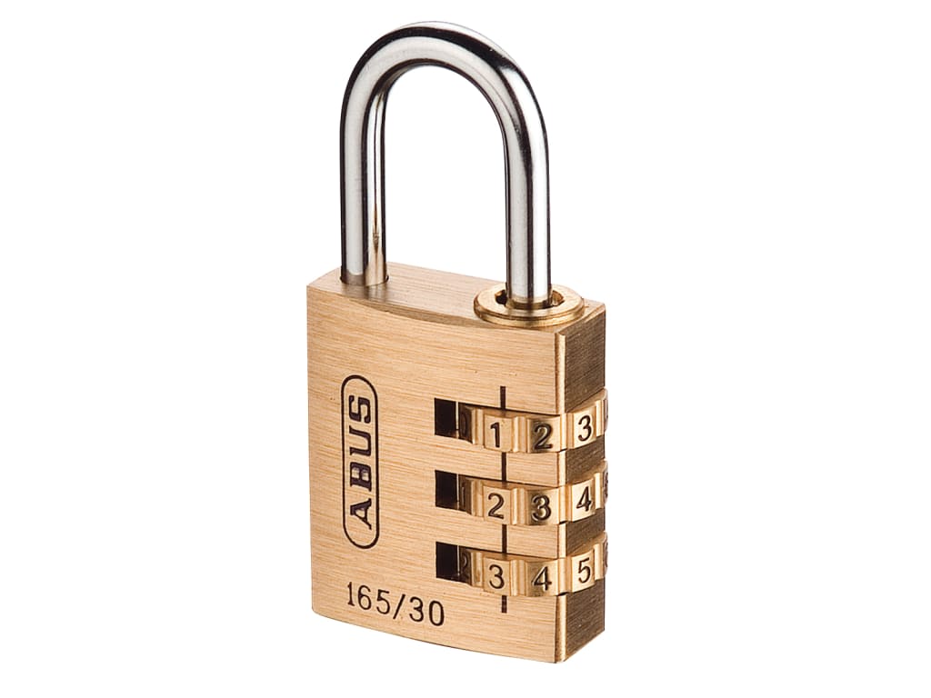 165/30 30mm Solid Brass Body Combination Padlock (3-Digit) Carded               