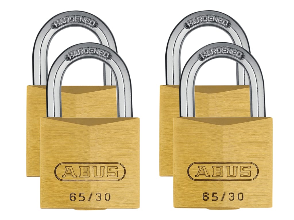 65/30mm Brass Padlock Quad Pack                                                 