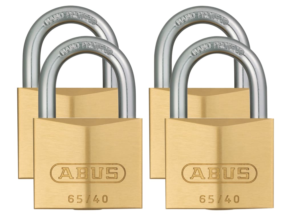 65/40mm Brass Padlock Quad Pack                                                 