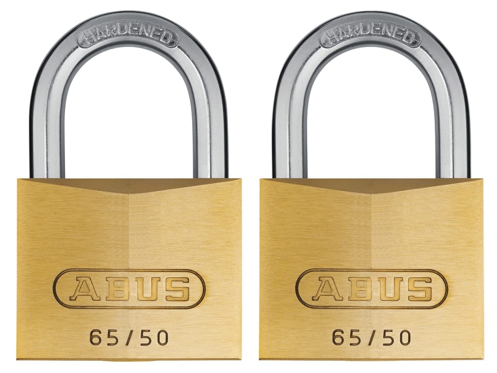 65/50mm Brass Padlock Twin Pack Carded                                          