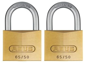 65/50mm Brass Padlock Twin Pack Carded                                          