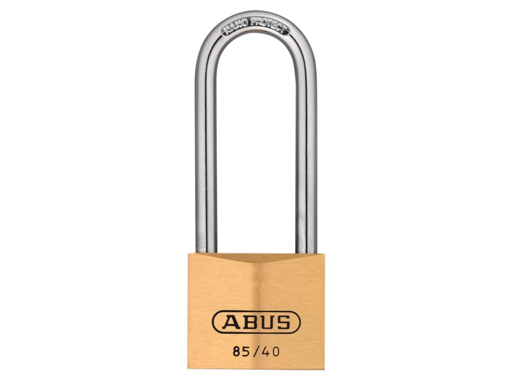 85/40mm Brass Padlock 63mm Long Shackle Carded                                  