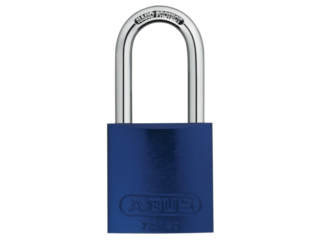72/40mm Aluminium Padlock 40mm Long Shackle Blue Keyed Alike TT60121            