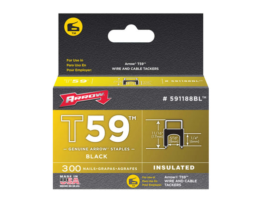 T59 Insulated Staples Black 6 x 8mm (Box 300)                                   