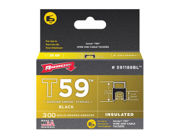 T59 Insulated Staples Black 6 x 8mm (Box 300)                                   