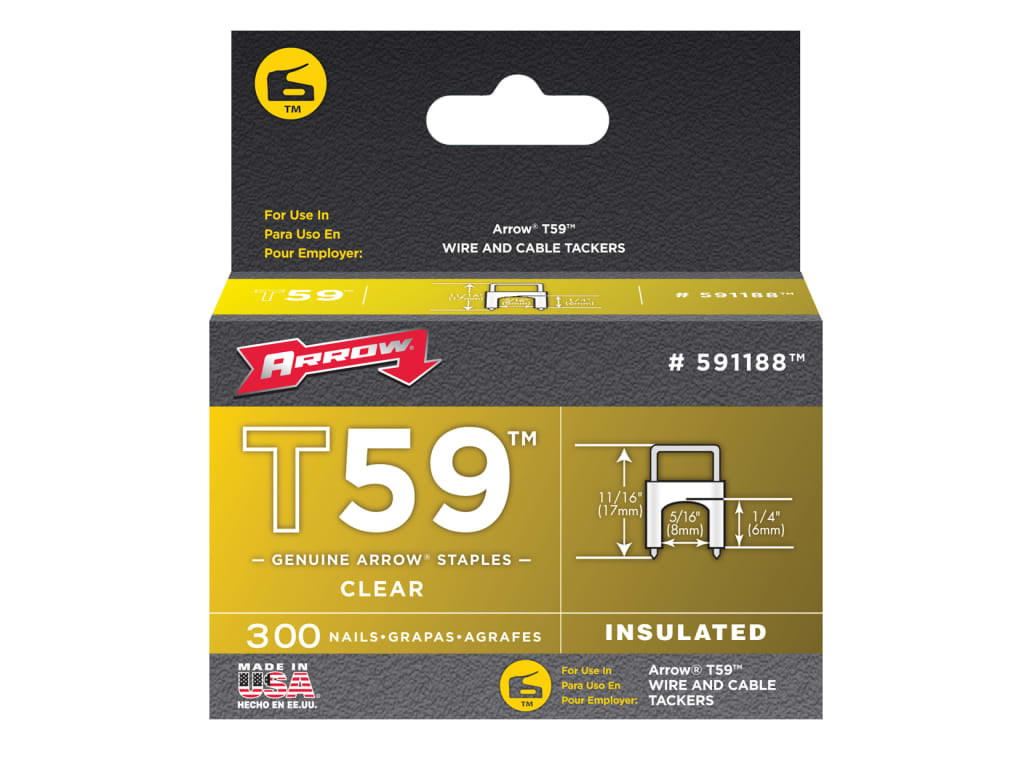 T59 Insulated Staples Clear 6 x 8mm (Box 300)                                   