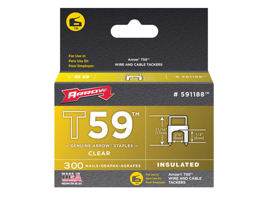 T59 Insulated Staples Clear 6 x 8mm (Box 300)                                   