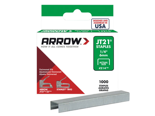 JT21 T27 Staples 6mm (1/4in) (Box 1000)                                         