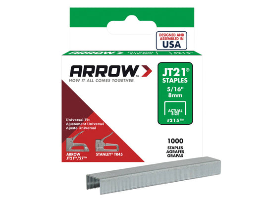 JT21 T27 Staples 8mm ( 5/16in) (Box 1000)                                       