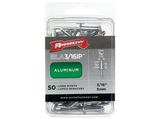 RLA 3/16IP Aluminium Rivets 3/16in Long Pack of 50