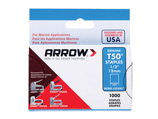 T50M 508m Monel Staples 12mm (1/2in) (Box 1000)                                 