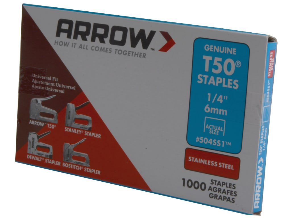 T50 Staples Stainless Steel 504SS 6mm (1/4in) (Box 1000)                        