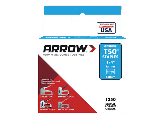 T50 Staples 6mm (1/4in) (Box 1250)                                              