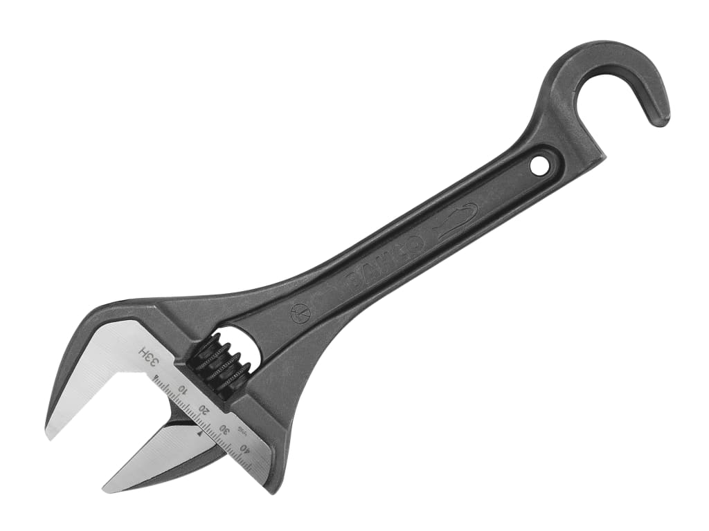 Wide Jaw Adjustable Wrench with Hook 254.5mm                                    