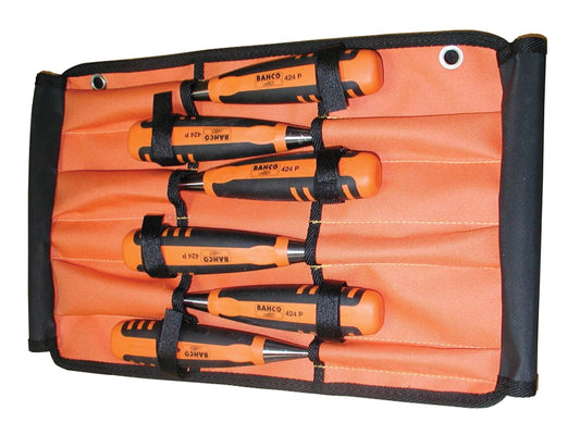 424-P Bevel Edge Chisel Set in Roll, 6 Piece                                    