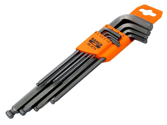 BE-9770 Metric Long Ball End Hex L-Key Set, 9 Piece                             