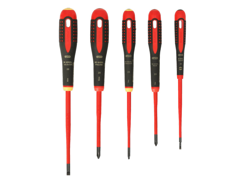 BE-9881SL ERGO™ Slim VDE Insulated Screwdriver Set, 5 Piece                     