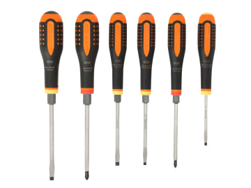 BE-9881TB ERGO™ Through Blade Screwdriver Set, 6 Piece                          