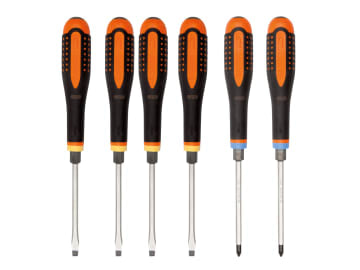 BE-9882TB ERGO™ Through Blade Screwdriver Set, 6 Piece                          