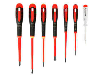 BE-9887S ERGO™ VDE Insulated Screwdriver Set, 7 Piece                           