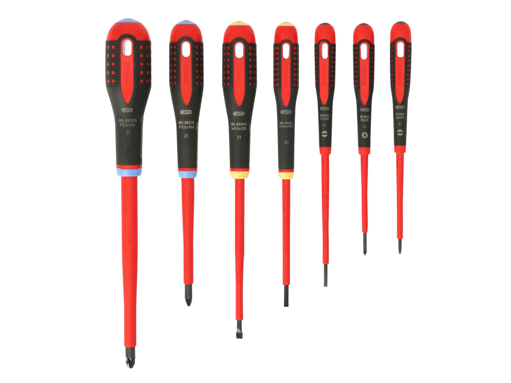 BE-9888S ERGO™ VDE Insulated Screwdriver Set, 7 Piece                           