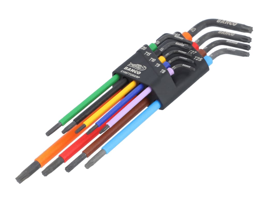 C1997TORX/9P Long TORX® Coloured L-Key Set, 9 Piece                             