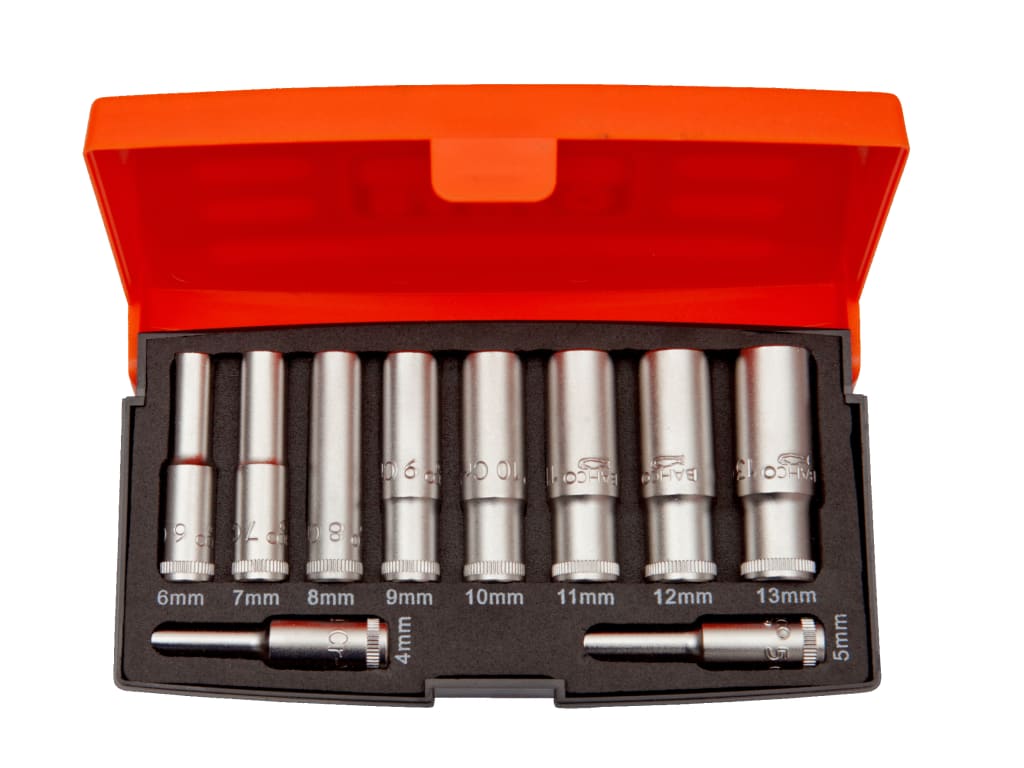 S0810L 1/4in Drive Deep Socket Set, 10 Piece                                    