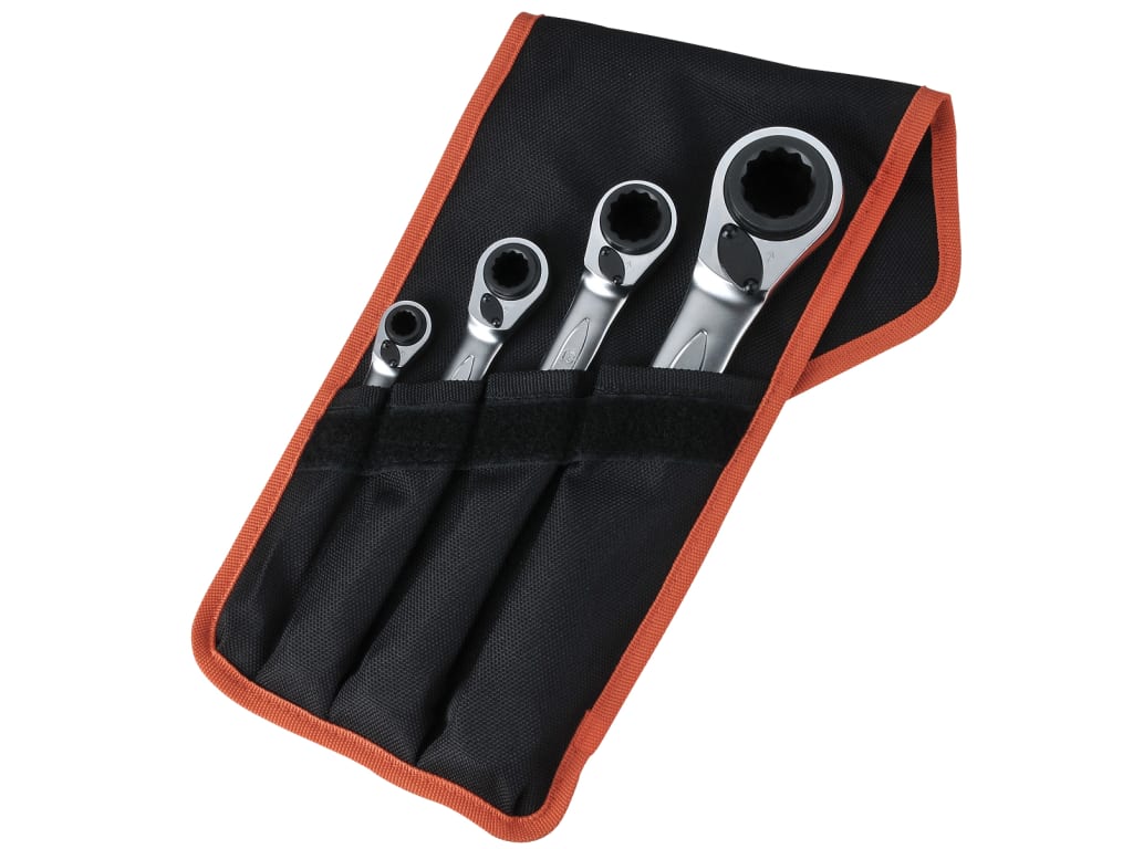 S4RM Series Reversible Ratchet Spanner Set, 4 Piece                             
