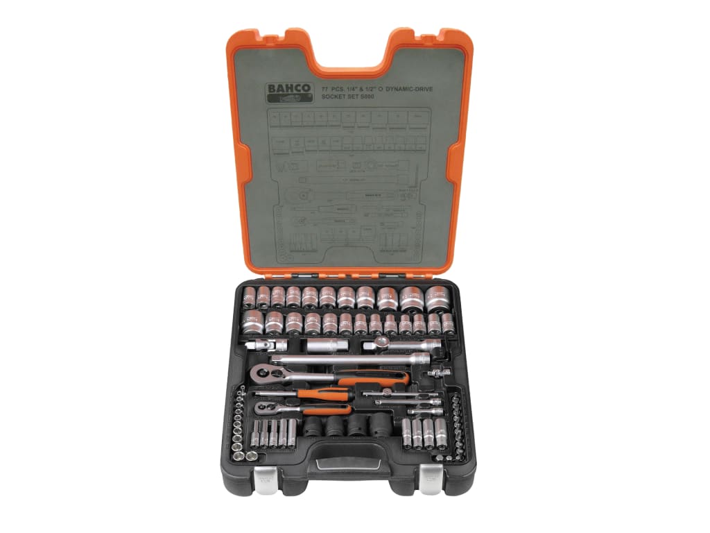 S800 1/4 & 1/2in Drive Socket Set, 77 Piece                                     