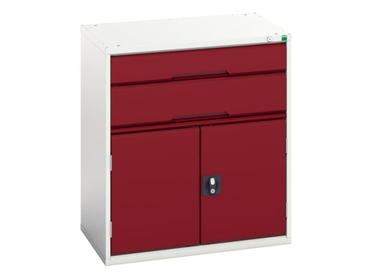 Verso 2 Drawer + Cupboard 900 x 800mm Crimson Red                               