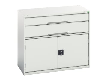 Verso 2 Drawer + Cupboard 900 x 1050mm Light Grey                               