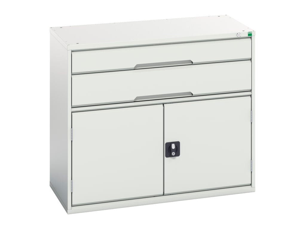 Verso 2 Drawer + Cupboard 900 x 1050mm Light Grey                               