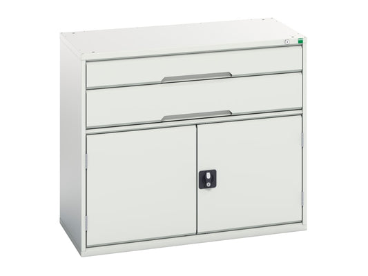 Verso 2 Drawer + Cupboard 900 x 1050mm Light Grey                               