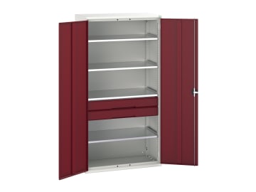 Verso Kitted Cupboard 4 Shelf + 2 Drawer 1050 x 2000mm Crimson Red              