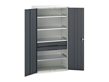 Verso Kitted Cupboard 4 Shelf + 2 Drawer 1050 x 2000mm Anthracite Grey          