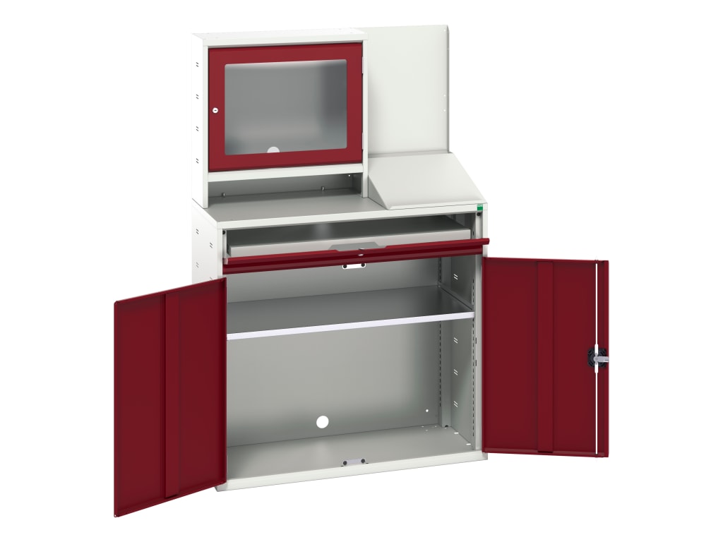 Verso Computer Cupboard 1050 x 550 x 1650mm Crimson Red                         