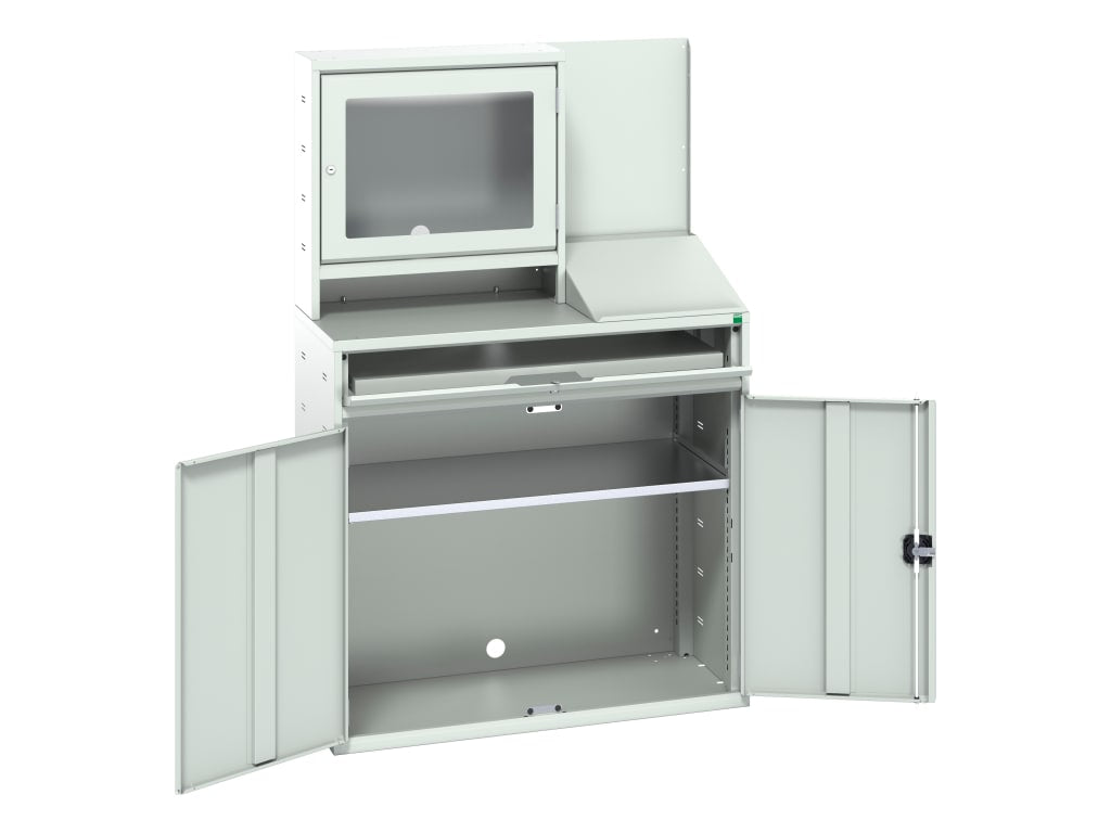 Verso Computer Cupboard 1050 x 550 x 1650mm Light Grey                          