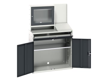 Verso Computer Cupboard 1050 x 550 x 1650mm Anthracite Grey                     