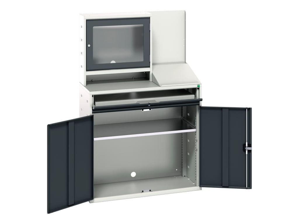 Verso Computer Cupboard 1050 x 550 x 1650mm Anthracite Grey                     