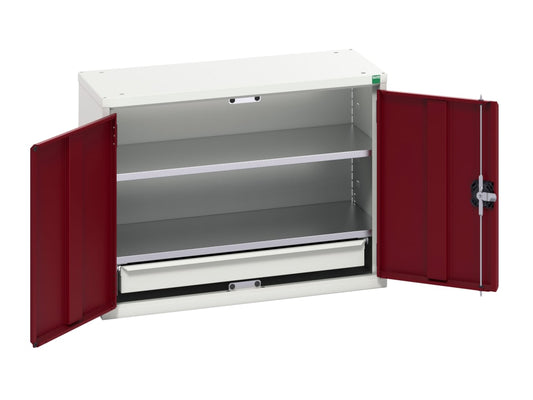 Verso Economy Wall Cupboard 2 Shelf + 1 Drawer 800mm Crimson Red                