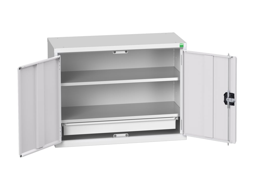 Verso Economy Wall Cupboard 2 Shelf + 1 Drawer 800mm Light Grey                 