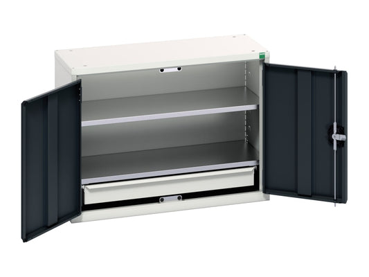 Verso Economy Wall Cupboard 2 Shelf + 1 Drawer 800mm Anthracite Grey            