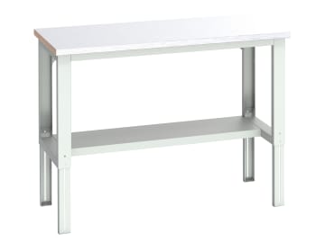 Cubio Adjustable Bench with Half Shelf, Steel Clad Top 1500 x 750mm             