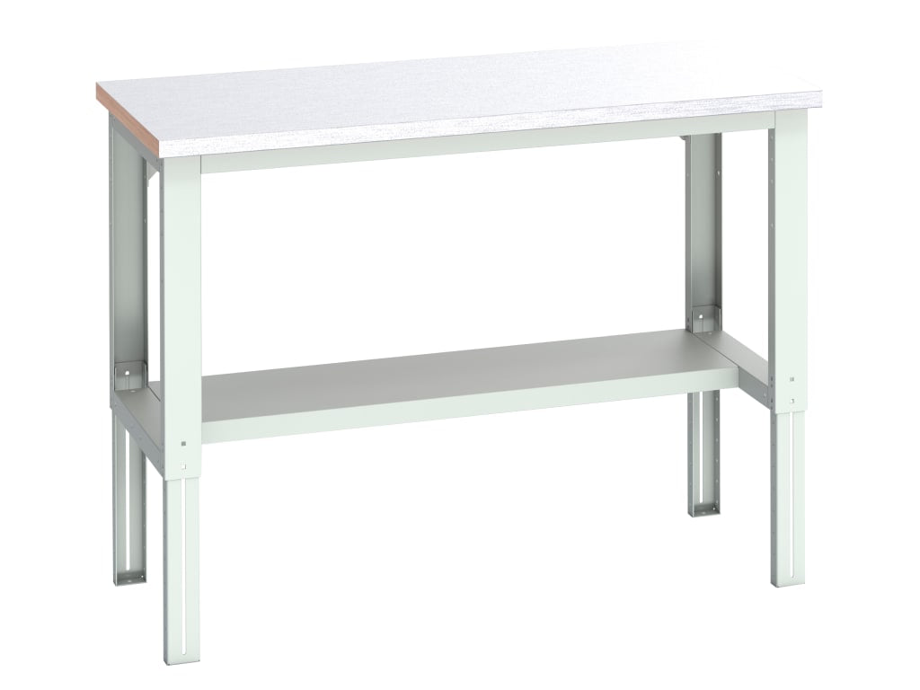 Cubio Adjustable Bench with Half Shelf, Steel Clad Top 1500 x 750mm             