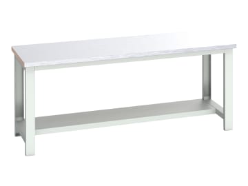 Cubio Bench with Half Shelf, Steel Clad Top 2000 x 750mm                        