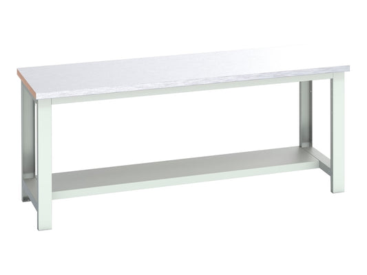 Cubio Bench with Half Shelf, Steel Clad Top 2000 x 750mm                        