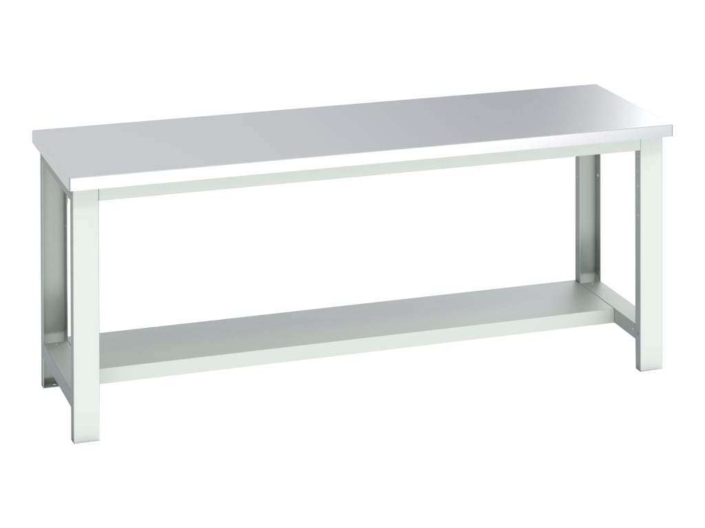 Cubio Bench with Half Shelf, Stainless Steel Clad Top 2000 x 750mm              