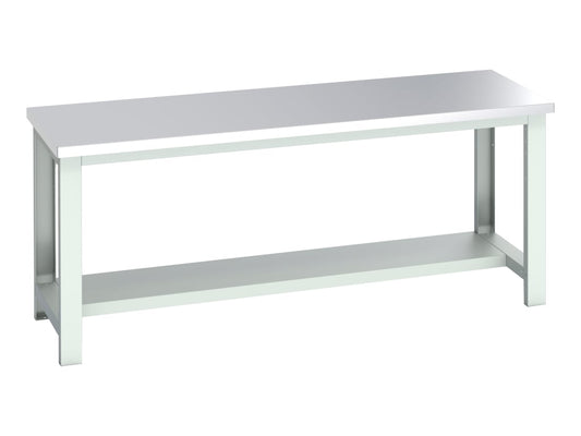 Cubio Bench with Half Shelf, Stainless Steel Clad Top 2000 x 750mm              